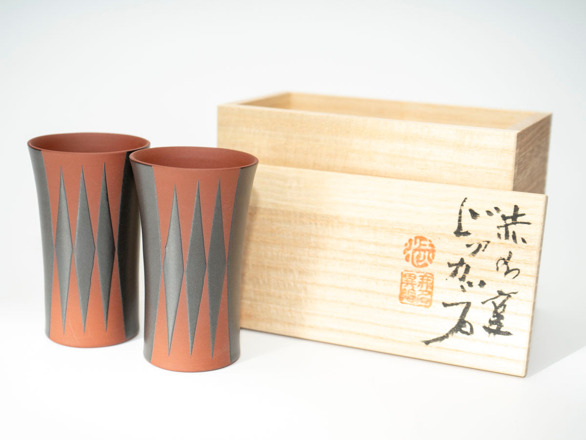 赤水窯無名異ビアカップペアセット(色柄おまかせ)