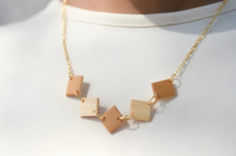 【佐渡竹工芸】ネックレス&イヤリング 2点セット