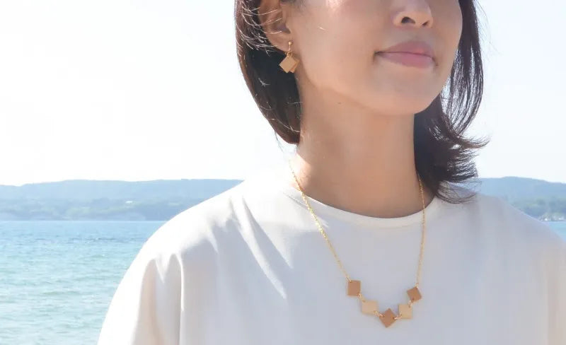 【佐渡竹工芸】ネックレス&イヤリング 2点セット