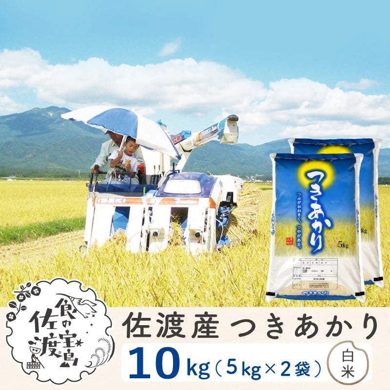 佐渡島産 つきあかり 白米10Kg (5Kg×2袋) 【令和7年産】農薬5割減(9月上旬以降発送)