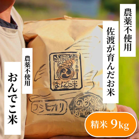 だるま庵農園の農薬不使用コシヒカリ精米9kg「おんでこ米」