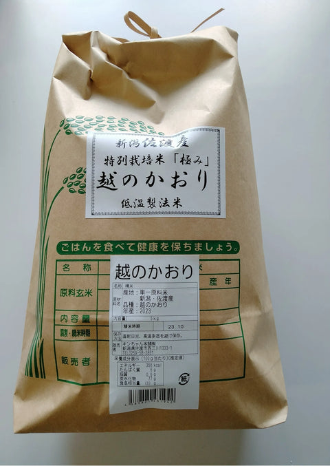 【精米】令和6年産 佐渡産越のかおり５kg 特別栽培低温工法米