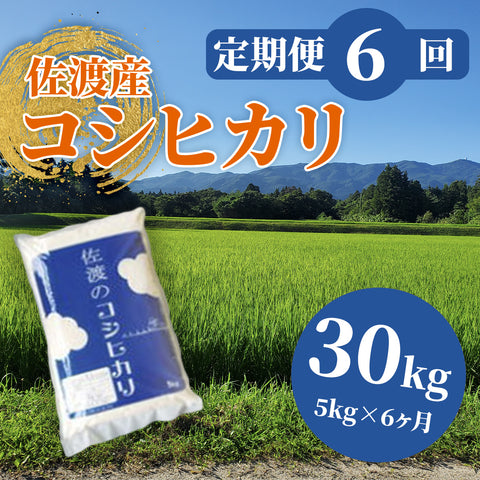 【定期便6回】佐渡産コシヒカリ 白米(5kg×1袋×6回)