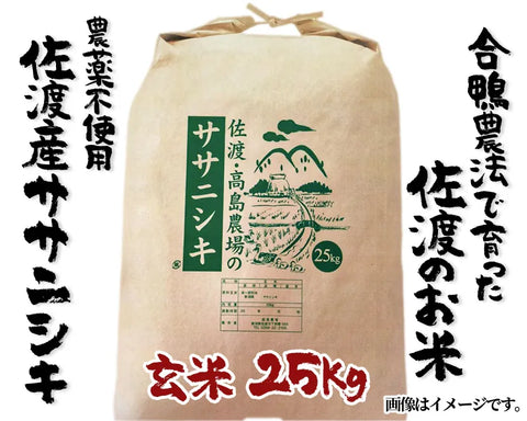 【令和5年産】高島農場の農薬不使用ササニシキ25kg 玄米