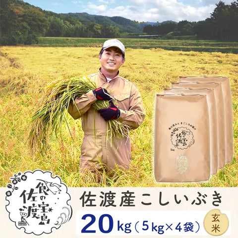 佐渡島産こしいぶき 
 玄米20Kg（5Kg×4袋）
 ～農薬5割減～